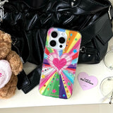 Cute Heart Colorful Rainbow Star Glitter Phone Case for IPhone 14 15 16 Pro Max 15pro 13 IMD Silicone Shockproof Back Cover Case