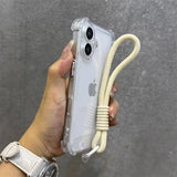 Luxury Transparent With Lanyard Phone Case For iPhone 17 16 15 14 13 12 11 Pro Max XS X XR 7 8 16 Plus 16E Shockproof Soft Cover