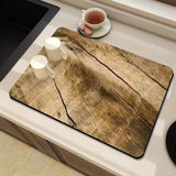 Natural Wood Grain Diatomite Kitchen Mat Super Absorbent Fast Drying Pad for Kitchen Countertop Dish Drying & Coffee Table Use