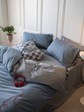 New Premium 00s Gown Satin Full Cotton Bedding Tee-Piece Set Pure Cotton Simple  Color Bedding Comforter Cover