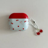 Lovely Red Cherry Bowknot Gloss Pattern Wireless Bluetooth Earphone Case For AirPods Pro 2 4 3 2 1 Soft Shell Funda With Pendant