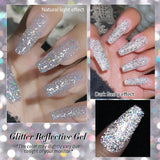 Reflective Glitter Gel Nail Polish Sliver Champagne Sparkling Sequin Semi-permanent Varnishes Soak Off Nail Art Deco