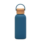 350ML Small Mouth THERMOS CUP Portable Handle Bamboo Wood Cover Vacuum Double Stainless Steel Simple Outdoor MINI WATER BOTTLE