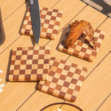 Creative Chessboard Cup Mat Solid Wood Tea Mat Dessert Cake Mini Tray Coffee Coaster Kung Fu Tea Cup Holder Tea Set Accessories
