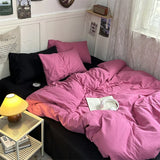 Duvet Cover Set New School Season Student Three PIECE Set Ins Style Solid Color Double Panel Washing Cotton Comforter Set