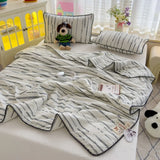 Korean Style Summer Cool Quilt For Girl Skin-friendly Washed Cotton Air Conditioning Quilt Breathable Soft Blanket Home Textiles