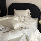 Vintage Jacquard Luxury Bedding Set Super Soft Silky Cooling Natural Lyocell Duvet Cover Flat/Fitted Bed Sheet Pillowcases 3/4Pc