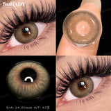 1 Pair Mira Halo Series Colored Contact Lenses Natural Brown Pupils Eyes Contact lenses Gray Soft Contacts 14.50mm