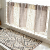 Bohemian Crochet Lace Kitchen Curtain with Tassel Trim, Spliced Design Boho Curtains for Window Panel Light Filtering Drape