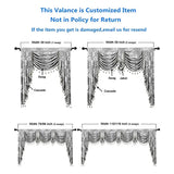 White Lace Flowers Sheer Wavy Valance Curtain Luxury Beaded Floral Waterfall Scallop Curtain for Living Room Bay Window Drapes