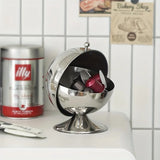 Stainless Steel Storage Jar Sphere Storage Jar with Flip-Top Lid  Modern Round Desktop Organizer for Kitchen Home Office