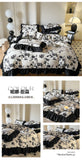 Washed Cotton Bedding Sets With Lace Black Printed Four Piece Set Bedroom Decor Duvet Cover Pillowcase Bedspread Bed Cover Sets