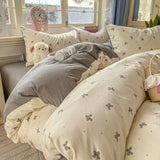 Class A washable small fresh printing four-piece set, student dormitory bed sheet three-piece set