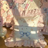 Cute Girl Lace Pillow Cushion Cotton Detachable Cores Home Bedroom Decoration Bed Sofa Bow Letter Printed Pink Pillow 45cmx45cm