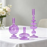 Modern Bubble Shaped Glass Candlestick Holder Set Taper Candle Stand Elegant Desktop Decoration for Party Living Room Banquet