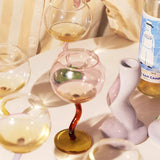 1Pc Bubble Glass Goblet, Contrasting Color Matchinging Design, Creative Curve Handle Goblet, Summer Light Luxury High-End Colorful Glass Cup, Suitable for Summer Outdoor Picnic Goblet, Restaurant Hotel Drinkware, Wedding Banq