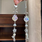 Laser Heart rocking horse Beaded Charm Phone Pendant Crystal Wristband Keychain Bracelet Lanyard Cord