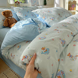 Ikeehome  new class A super soft washable four-piece cartoon quilt cover dormitory bed sheet three-piece bedding