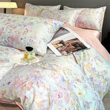 Flower Printed Duvet Cover Set Satin Silk Bed Cover Sets for Summer Queen/King Size Silky plumones de cama Coolling Bedding Set