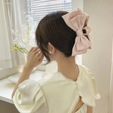 Cute double-sided hair accessory shark clip oversized bow satin French style fresh three-dimensional princess bow temperament