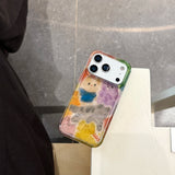 Korean Cute Graffiti Blurred Kitten Phone Case for IPhone 13 15 14 16 17 Pro Max Shockproof Soft Transparent Back Cover Case
