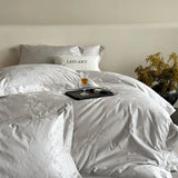Premium Jacquard Egyptian Cotton Bedding Set Luxury Queen King Size Duvet Cover Size Flat/Fitted Bed Sheet Pillowcases 4Pieces