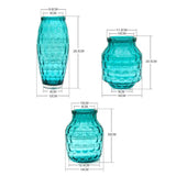 Honeycomb Relief Glass Vase Blue Transparent Flower Pots Decorative Desk Decoration Hydroponics Floral Modern Home Decor