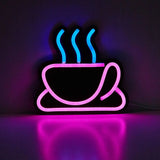 Chi-buy LED Neon Black back plate coffee mug USB Powered Neon Signs Night Light 3D Wall Art Bedroom Living Room Decor Lamp Signs