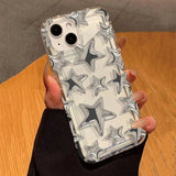 Transparent Silver Star Print Phone Case For iPhone 15 16 Pro Max 11 12 13 14 Mini Funda iPhone 16E 7 8 Plus X XR XS SE2 Cover