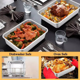 Thickened Stainless Steel Deep Pan Multifunction Roast Chicken Salad Cake Cookie Bakeware for Brownie Bread Meat Baking Pan