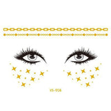 Glitter Stickers Face Tattoo Flash Gold Temporary Metalic Tattoos Waterproof Makeup Decals for Girls Party Music Festival