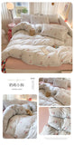 Knitted Class A Bedding Set Floral Style Bed Linen Set Soft Double Yarn Four-Piece Set Quilt Cover Set Bed Sheets Gift for Home