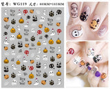 3D Luminous Nail Stickers Decals Black White Spider Web Skull Alien Planet Glow In The Dark Halloween Manicure Foils Tattoo Tips