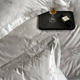 Premium Jacquard Egyptian Cotton Bedding Set Luxury Queen King Size Duvet Cover Size Flat/Fitted Bed Sheet Pillowcases 4Pieces
