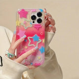 Colorful Star Clear Soft Phone Case For iPhone 14 13 11 12 15 16 Pro Max SE2 7 8 Plus XR X XS Max Anti-Fall Protection Cover