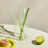 4pc Reusable Glass Straws Water Cup Straw Cup Colorful Heat Resistant Glass Straw with Cleaning Brush Drinking Milk Tea