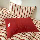Simple Stripe Two-Tone Bedding Set Nordic Skin-Friendly Sheet Quilt Cover Kit for Four Seasons Machine Wash Colorfast Bedclothes