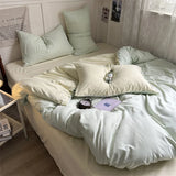 Duvet Cover Set New School Season Student Three PIECE Set Ins Style Solid Color Double Panel Washing Cotton Comforter Set