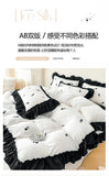 Rose Flowers Embroidery Ruffle Lace Bedding Set Washed Cotton Duvet Cover Set Skin Friendly Bed Sheet Pillowcases Princess Style