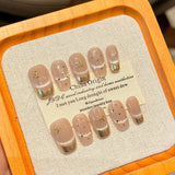 10Pcs Handmade Press on Nails Full Cover Pure Color Design French Ballerina False Nails Artificial Wearable Manicure Nail Tips