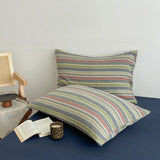 Nordic Simple Stripe Printed Bedding Sets Soft Washed Cotton Skin Friendly Duvet Cover Kit Cozy Bedclothes for Summer and Autumn