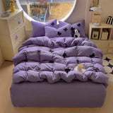 4pcs Duvet cover set (1*Duvet Cover + 2*Pillowcase, sheet) Butterfly knot yarn embroidery Bedding Set Soft Comfortable