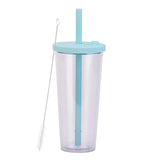 700ml,Double-Layer Straw Cup/MUG,Drinkware,Environmentally Friendly Plastic,Large Diameter,Transparent Milk Tea Cup,Holiday Gift