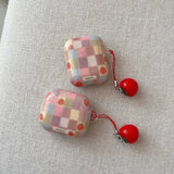 3D Tomato Pendant Chain Grid Earphone Case Protect For Airpods 1 2 3 4 Cover Soft Shockproof For Air Pods Pro Pro2nd Fundas