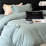 600TC Egyptian Cotton Thickened Brushed Fabric Bedding Set Solid Color Queen Size Duvet Cover Bed Sheets Fitted Sheet Pillowcase