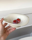Handmade Ceramic Dessert Bowl Solid Color Yogurt Bowl Household High-value Tableware Fruit Salad Breakfast Oat Yogurt Bowl
