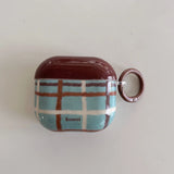 Korea Fashion Brown Plaid Splicing Pattern Retro Neck Lanyard Shockproof Protection Case For AirPods 4 3 2 1 Pro 2 Earphone Case