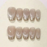 10Pcs Handmade Press on Nails Full Cover Pure Color Design French Ballerina False Nails Artificial Wearable Manicure Nail Tips