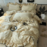 2025 summer ice silk Korean large lace washed silk four-piece set lace mattress cool bed sheet summer bedding