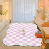 Cute Style Living Room Decoration Checkerboard Carpet Fluffy Soft Rugs for Bedroom Home Plush Non-slip Mat Irregular Lounge Rug